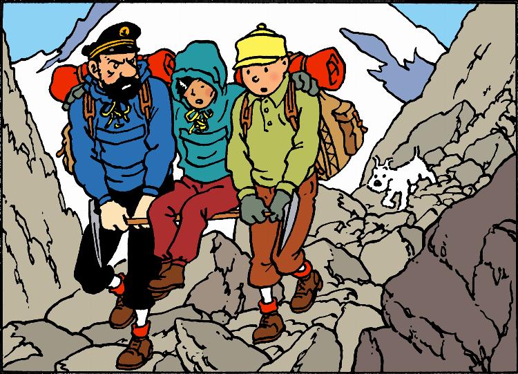 Tintin au Tibet - Haddock et Tintin portent Tchang